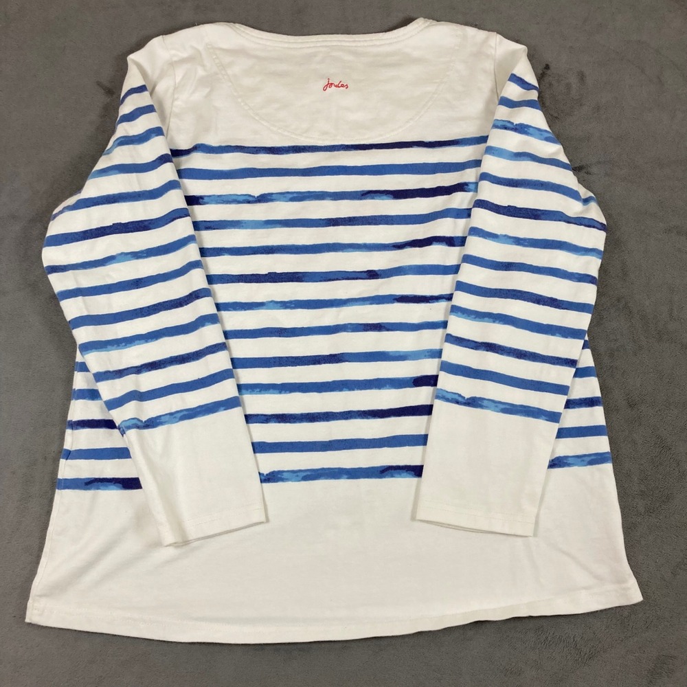 Joules Womens Blue White Striped Sequin Lobster Cotton Long Sleeve Top Size 14 - Picture 4 of 8